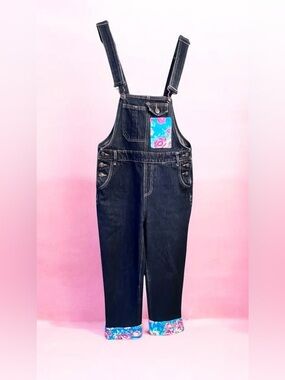 Refashioned Denim Overalls | Tropical Floral | Size Small | One of a Kind